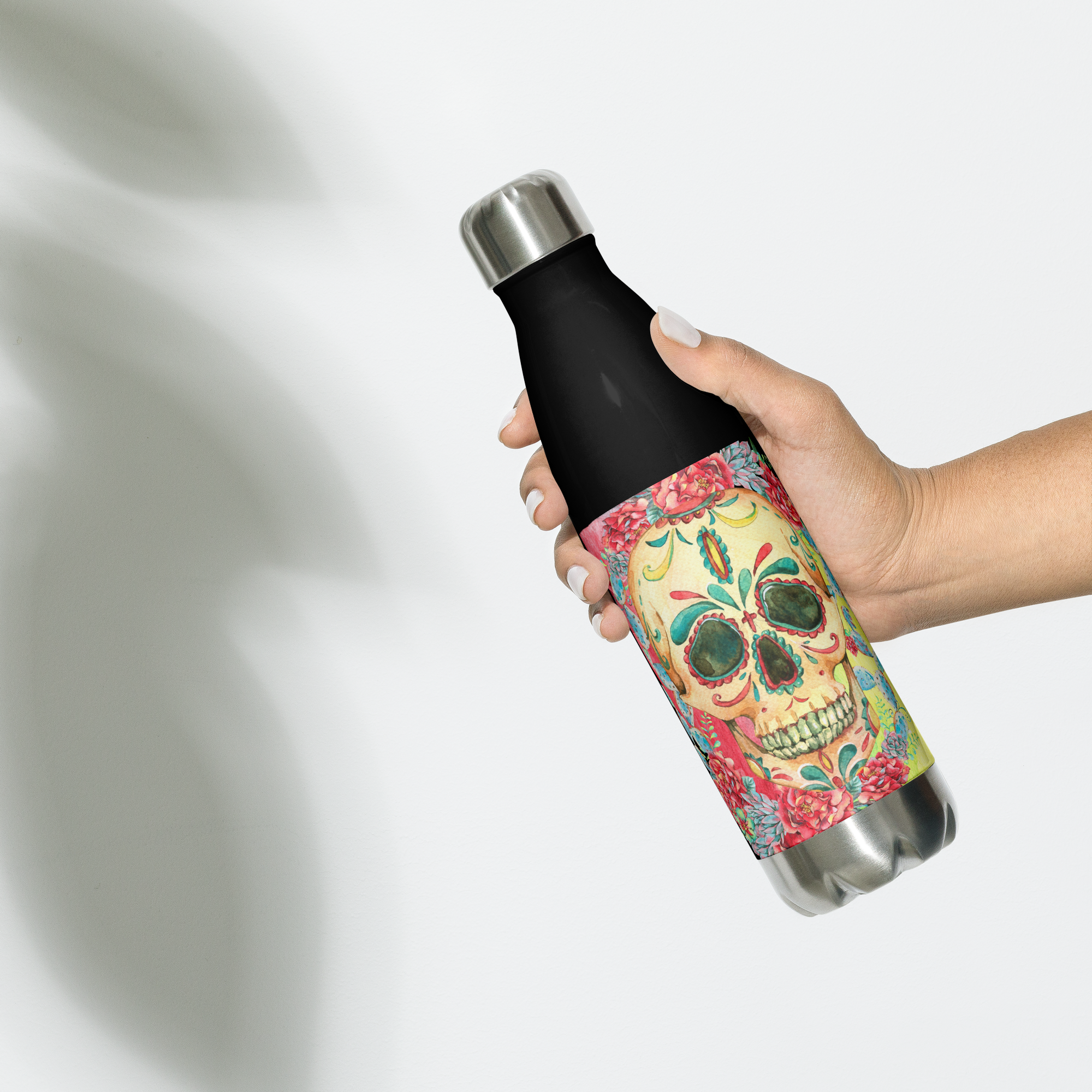 Pink Sugar Skull Stainless Steel Water Bottle